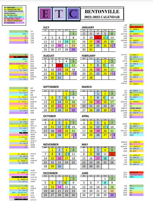 ETC Calendar of Events - 2022-2023 BENTONVILLE